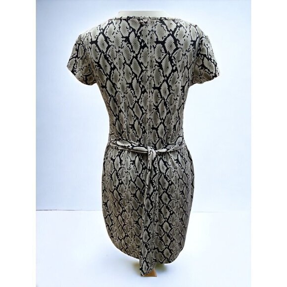 GUESS SNAKE ANIMAL PRINT MINI CAP SLEEVE TIE WAIST BLACK GRAY DRESS SIZE SMALL - Picture 5 of 7
